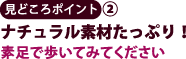 見どころポイント2　ナチュラル素材たっぷり！素足で歩いてみてください